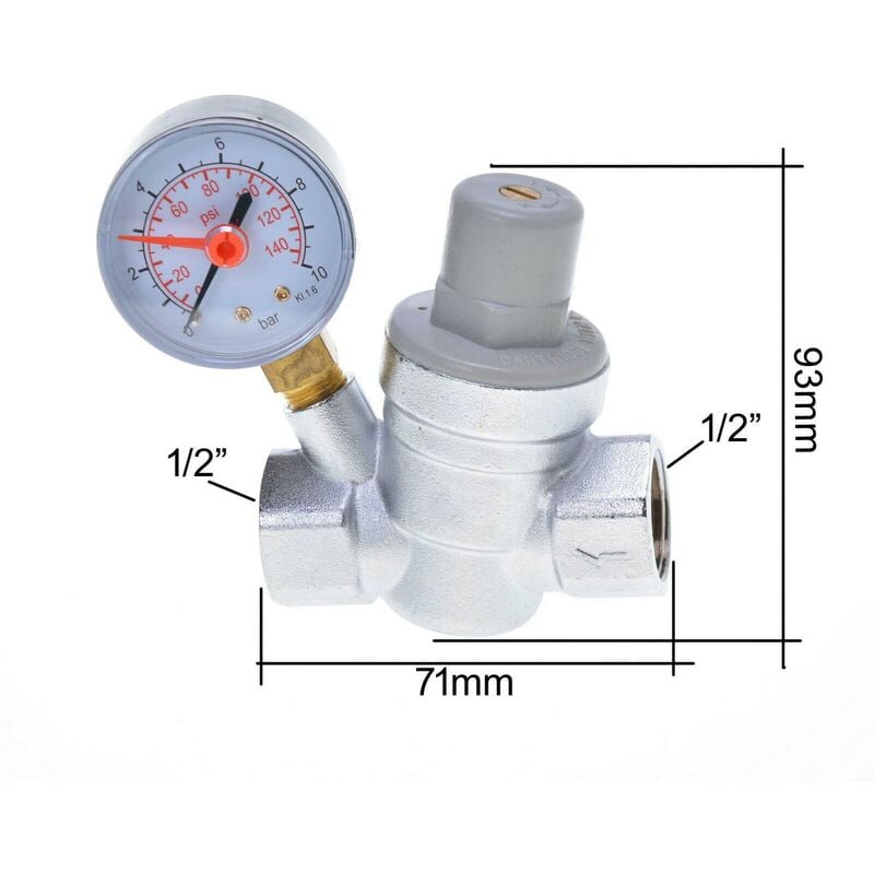 Soupape de réduction de pression d'eau en laiton TEMPSA DN20 avec