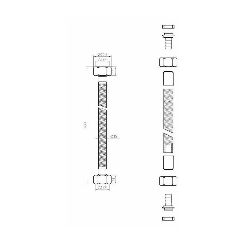 Flexible acs sanitaire femelle femelle 15/21 - 300 mm - garis - f01ff0300-15