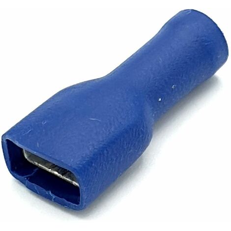 6.4 x 0.8 mm. Femme Push-Sur les bornes entièrement isolé 100 Bleu