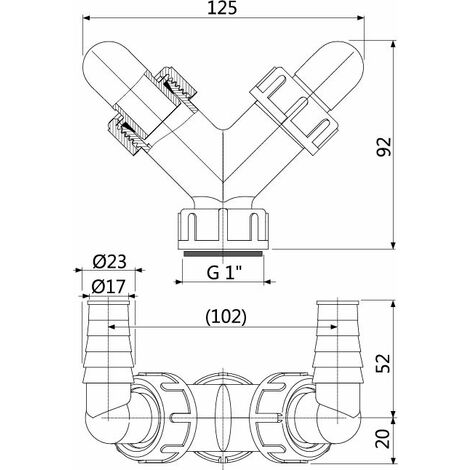 Raccord Tuyau De Siphon D'évacuation Bsp 1 1/2 X 40 mm Double Entrée Lave- vaisselle