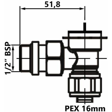 Incliné 1/2 x PEX 16mm Vanne Thermostatique Régulation Température