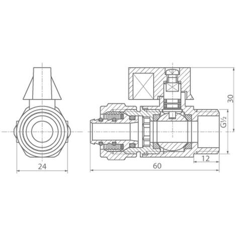 Adaptateur Réducteur 16mm à 15mm Avec Vanne à Boisseau - Laiton, Bleu, Pour PEX-AL-PEX
