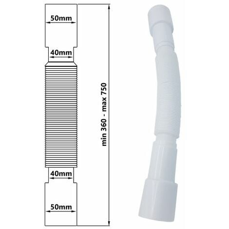 Tuyau flexible en plastique d'égout flexible universel d'eaux usées 40/50mm  x 40/50mm