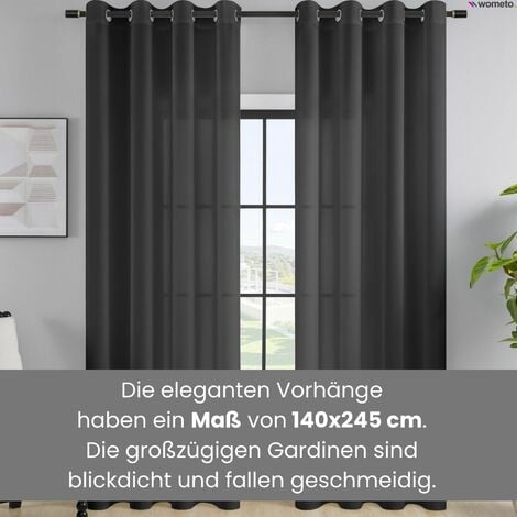WOMETO Vorhang Blickdicht mit rostfreien Ösen 140x245 cm OekoTex