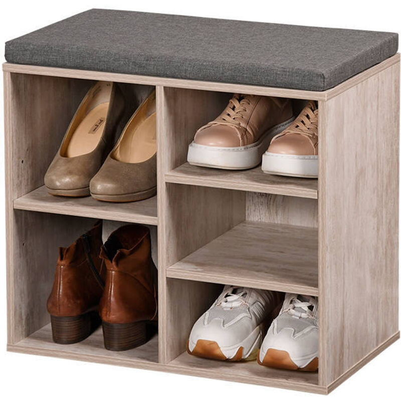 KESPER Meuble à Chaussures avec Coussin d'assise, matériau: Panneau de Fibres, Dimensions: l51,5 x h48 x l29,5 cm, Couleur: Orange, Noir 15965