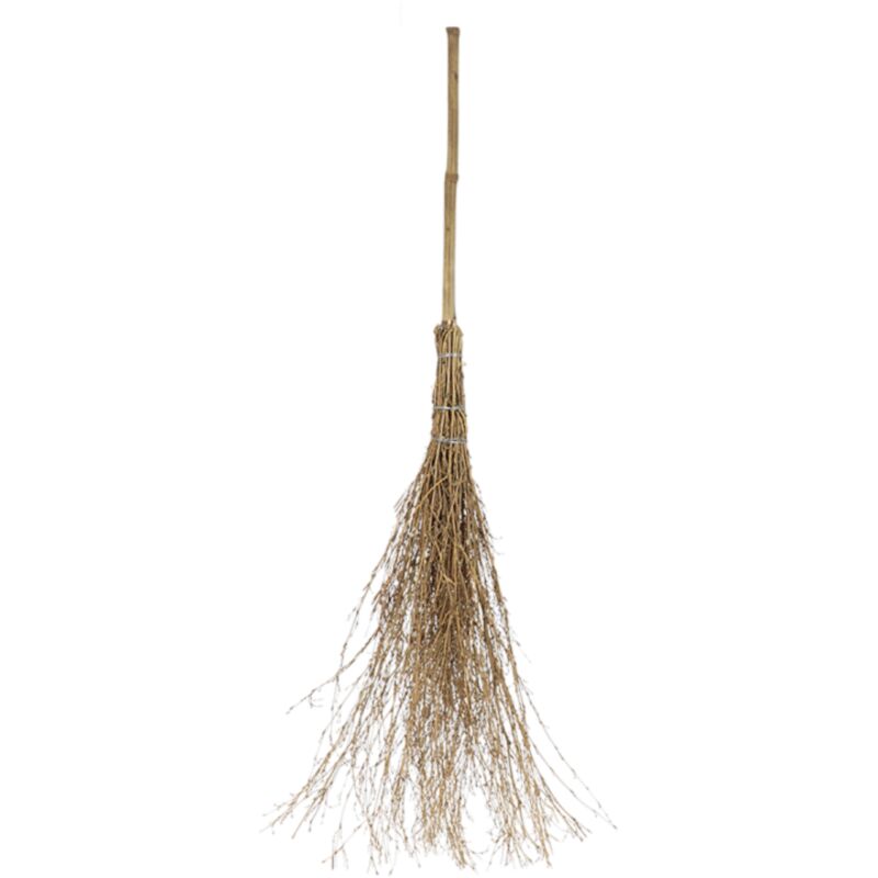 Balai En Bambou Traditionnel - 15 Branches, Longueur 210 Cm, Pour Nettoyage Extérieur Et Sols Durs