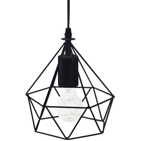 Atmosphera – Suspension en métal noir 19 cm – Design géométrique contemporain – Douille E27 – Longueur câble 80 cm – Pour éclairage intérieur