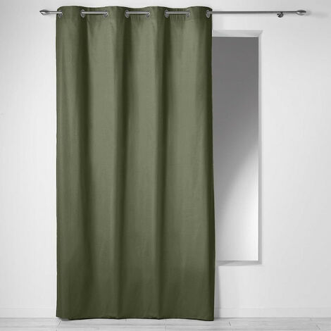 Rideau en coton uni à 8 oeillets "Panama" - Vert kaki - 140 x 240 cm - Livraison gratuite