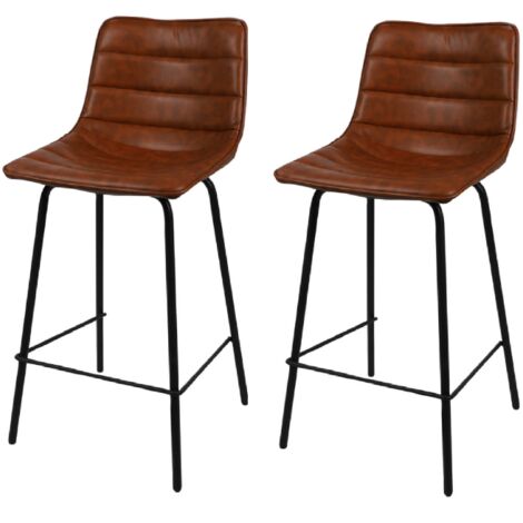 Lot de 2 chaises de bar 44x47x95 cm en PU camel - LIZON (1/3)