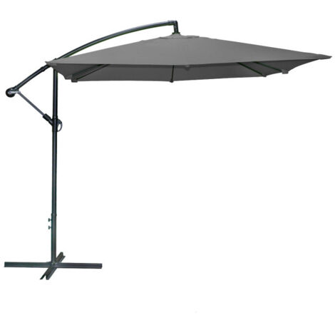 Parasol déporté carré ouverture manivelle - Gris anthracite - Polyester et aluminium - L 250 x P 250 x H 250 - Livraison gratuite (1/3)