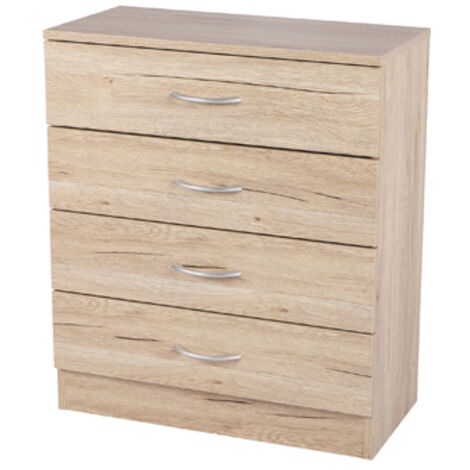 Commode 4 tiroirs effet bois de hêtre – Dimensions L 60 x P 30 x H 70 cm – Panneaux MDF et particules – Design épuré beige – Urban Living