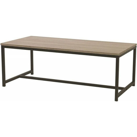Table basse rectangulaire LOFT - Noir et Bois - Métal et bois - 100 x 50 x 36 cm - Livraison gratuite (1/2)