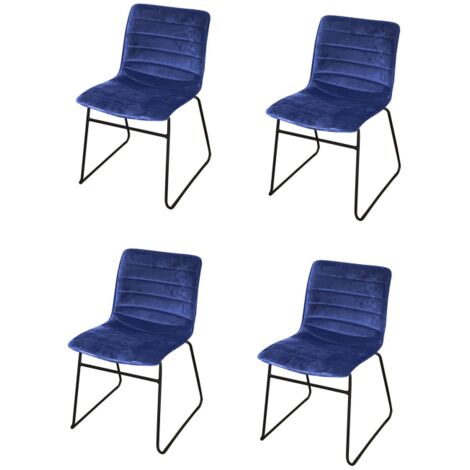 Lot de 4 chaises repas 55x45x78 cm en velours bleu roi - LIZON (1/3)