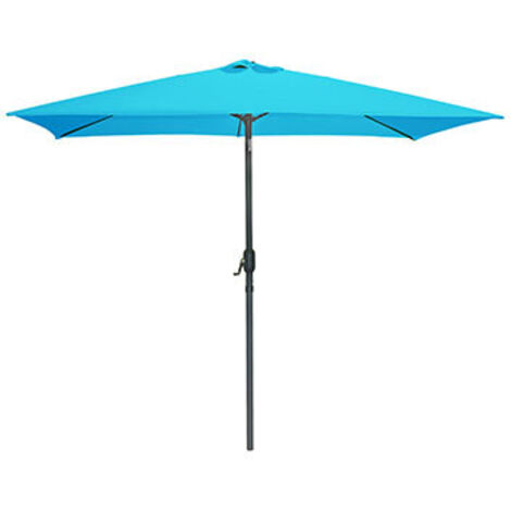 Parasol droit inclinable 300x200 cm en tissu bleu turquoise (1/2)