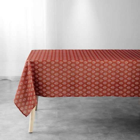 Nappe rectangle imprimé feuilles "Manuela" - Terracota - 145 x 240 cm - Livraison gratuite (1/4)