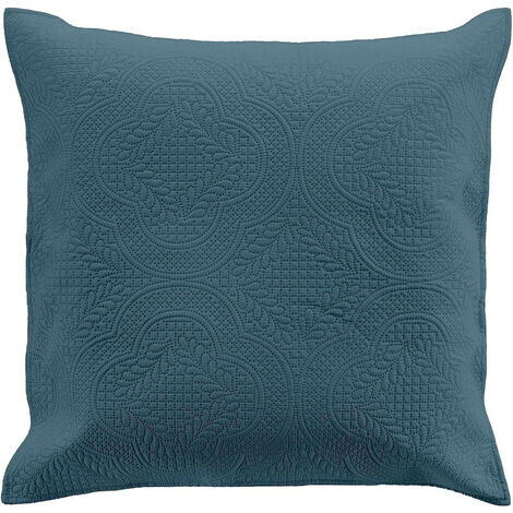 Housse de coussin en microfibre avec motifs en relief "Romane" - Bleu - 60 x 60 cm - Livraison gratuite
