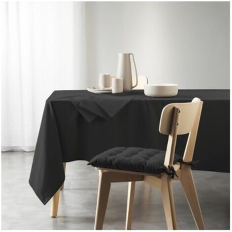 Nappe rectangle uni en coton recyclé "Mistral" - Noir - 140 x 240 cm - Livraison gratuite (1/3)