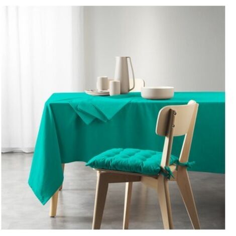 Nappe rectangle uni en coton recyclé "Mistral" - Vert emeraude - 140 x 240 cm - Livraison gratuite (1/3)