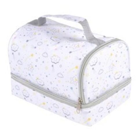 Vanity nomade ostherme en tissu avec motifs astrologiques - Blanc - 16 x 16 x H 23 cm - Livraison gratuite (1/3)