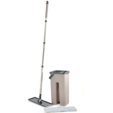 Set de nettoyage avec mop et seau compact en plastique - Taupe et gris - 2L - Livraison gratuite (1/2)