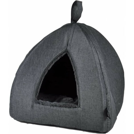 Tente pour animaux avec coussin amovible et réversible - Gris - L 35 x l 35 x H 38 cm - Gamme Newton - Livraison gratuite (1/5)