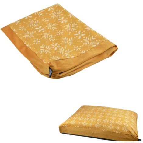 Housse de coussin rectangle avec motifs Ethnic - Bords en velours - Jaune - L 80 x 60 cm - Livraison gratuite (1/5)