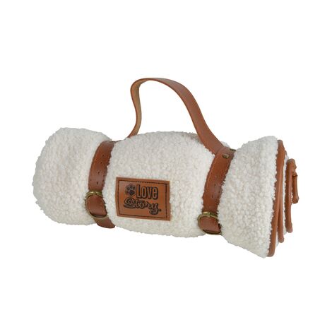Plaid en tissu à bouclettes pour animaux - Blanc - L 70 x l 50 cm - Gamme Wooly - Livraison gratuite (1/5)