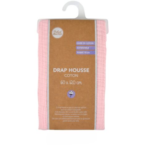 Drap housse 100% coton - Rose - 120 x 60 cm - Livraison gratuite (1/5)