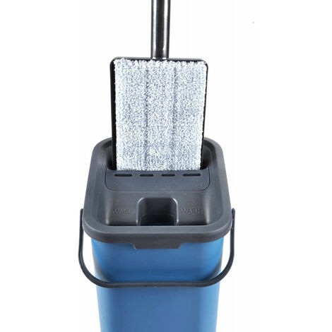 Set de nettoyage avec mop et seau compact en plastique - Bleu et gris - 2L - Livraison gratuite (1/2)