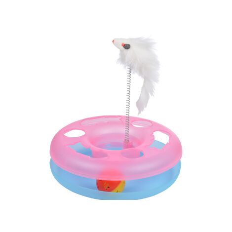 Jouet intéractif avec tunnel et balles + jouet sur ressort - Rose et bleu - D 24 cm - Livraison gratuite (1/2)