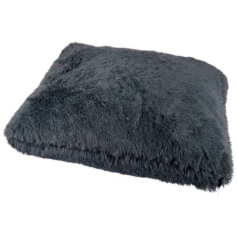 Coussin rectangle en fausse fourrure pour animaux - Gris anthracite - L 80 x l 60 cm - Livraison gratuite (1/5)
