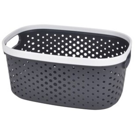 Panière ajourée en plastique - 15L - Gris anthtracite - L 37 x l 26,5 x H 15,5 cm - Livraison gratuite (1/3)