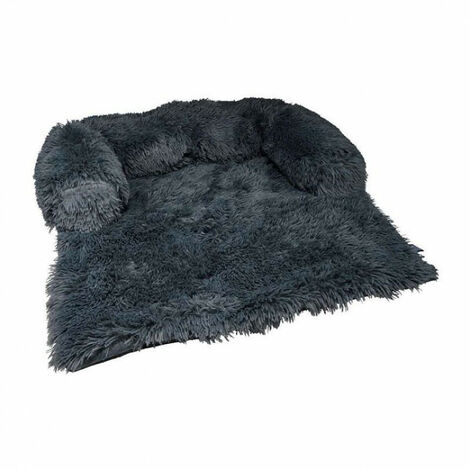 Protège canapé avec traversin en fausse fourrure pour animaux - Gris - L 120 x l 95 cm - Livraison gratuite (1/5)