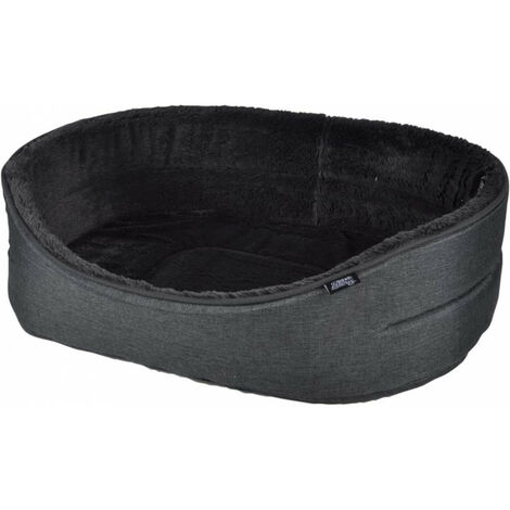 Panier ovale pour animaux avec intérieur aspect peluche - Noir - L 40 x l 23 cm - Gamme Newton - Livraison gratuite (1/5)