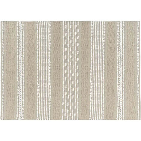 Tapis d'intérieur rectangle en coton à fil "Blanca" - Beige - 60 x 90 cm - Livraison gratuite (1/4)