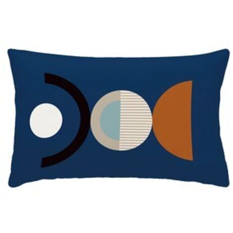 Coussin déhoussable en polyester avec formes géométriques Neoline - Bleu - 30 x 50 cm - Livraison gratuite (1/3)