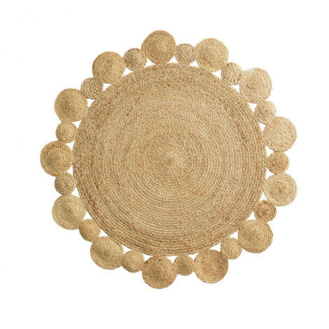 Tapis d'intérieur rond en fome de soleil "Cordou" - Beige - D 120 cm - Livraison gratuite