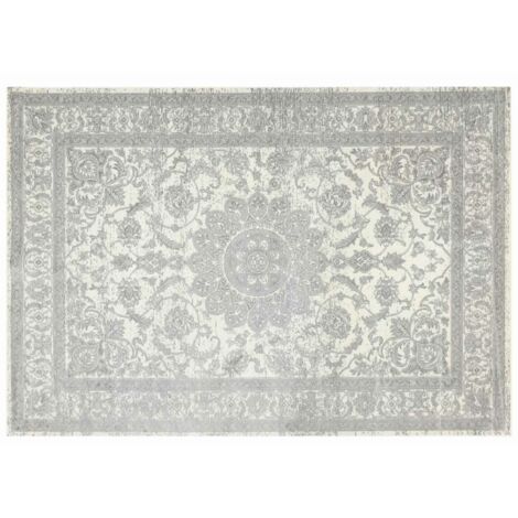 Tapis d'intérieur rectangle en coton tissé à motif "Persan" - Gris - 68 x 110 cm - Livraison gratuite (1/3)