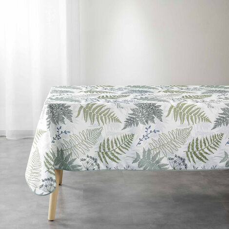 Nappe rectangle imprimé végétal "Melisandre" - Blanc/Vert - 150 x 240 cm - Livraison gratuite (1/3)