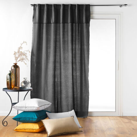 Rideau à passants cachés avec volant en coton recyclé Mistraline - Gris Anthracite - 140 x 240 cm - Livraison gratuite (1/4)