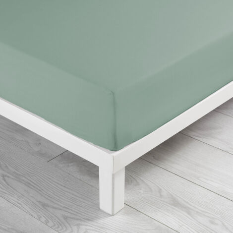 Drap housse 2 personnes 140 x 190 x 30 cm Linette coton lavé 57 fils Sauge