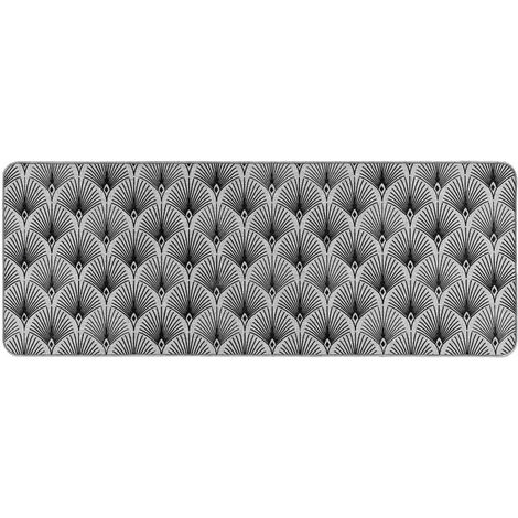 Tapis d'entrée d'intérieur rectangle tissé imprimé éventail "Casella" - noir/gris - 45 x 120 cm - Livraison gratuite (1/3)
