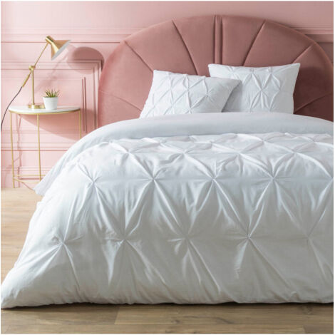 Douceur D'Intérieur – Parure de lit 3 pièces Heloise 100% coton blanc 240x220 cm – Entretien facile – Design élégant et intemporel