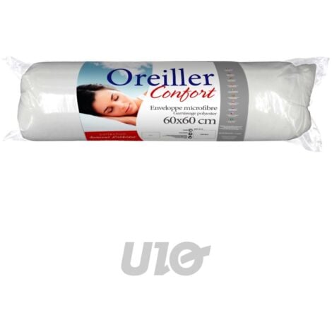 Oreiller confort - 60 x 60 cm - polyester - Livraison gratuite