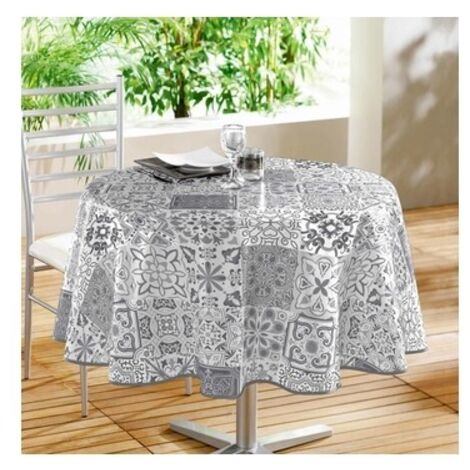 Nappe ronde - D 160 cm - PVC - Persane - Gris - Livraison gratuite
