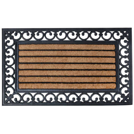 Esschert Design – Paillasson en caoutchouc et fibre de coco 75x45 cm – Antidérapant pour entrée – Design original chat – Résistant aux intempéries