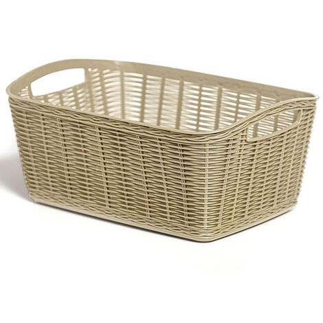 Panier en plastique - Beige - L 31 x l 21,5 x H 13 cm - Livraison gratuite (1/2)
