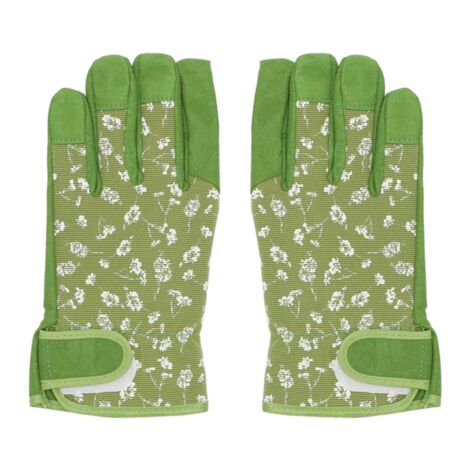 Gants de jardinage à imprimé fleuri en tissu - Vert - L 14,8 x H 22,6 cm - Livraison gratuite (1/4)