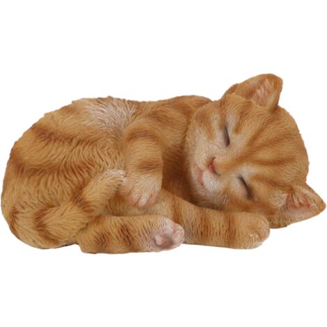 Figurine de chat endormi en polyrésine - L 14 x P 10 x H 6,5 cm - Modèle aléatoire - Livraison gratuite (1/5)