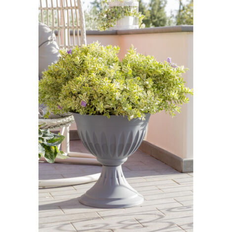 Pot de fleur en forme de coupe "Alba" en plastique - Gris - Taille L - 8 L - Livraison gratuite (1/2)